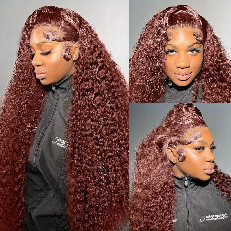 Fashion Front Lace Wine Red Long Curly Wig