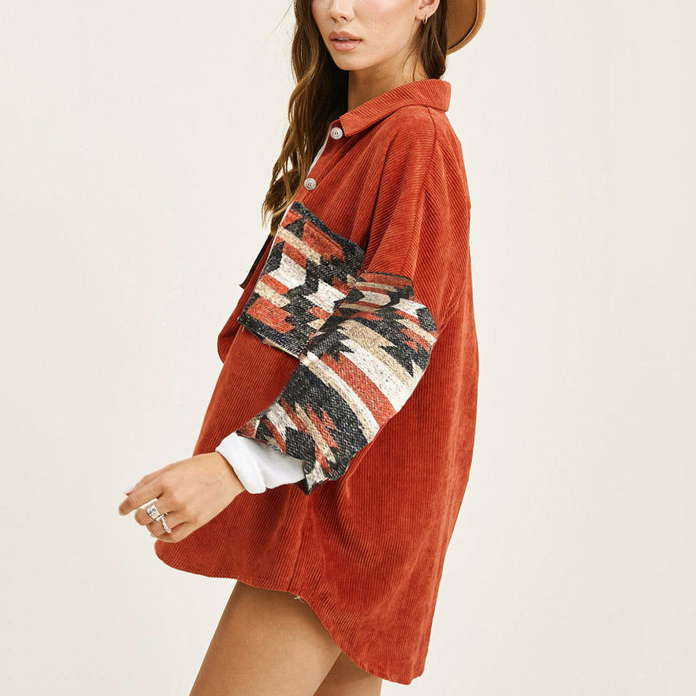 Fall Winter Cowboy Coat Female Corduroy