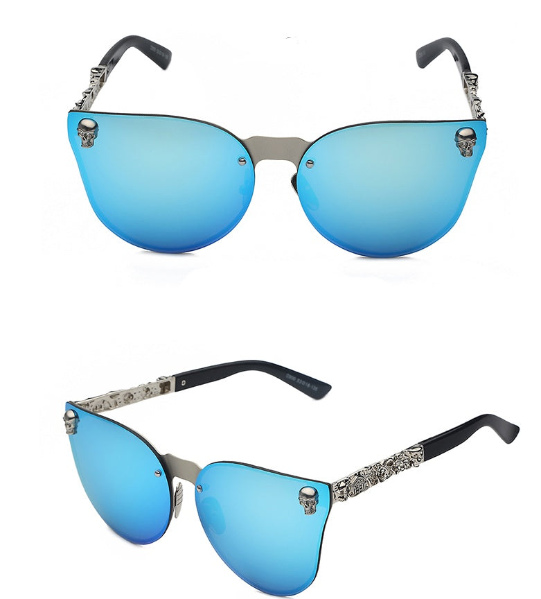 Gothic new reflective sunglasses men and women tide personality metal large box sunglasses taro decorative glasses