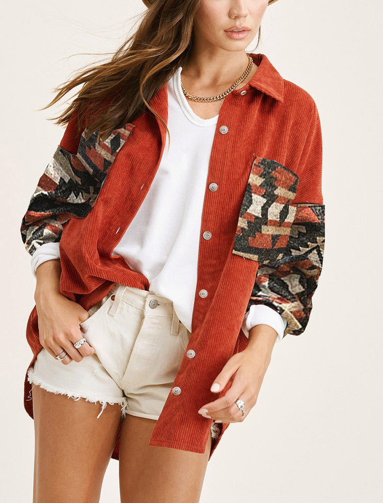 Fall Winter Cowboy Coat Female Corduroy