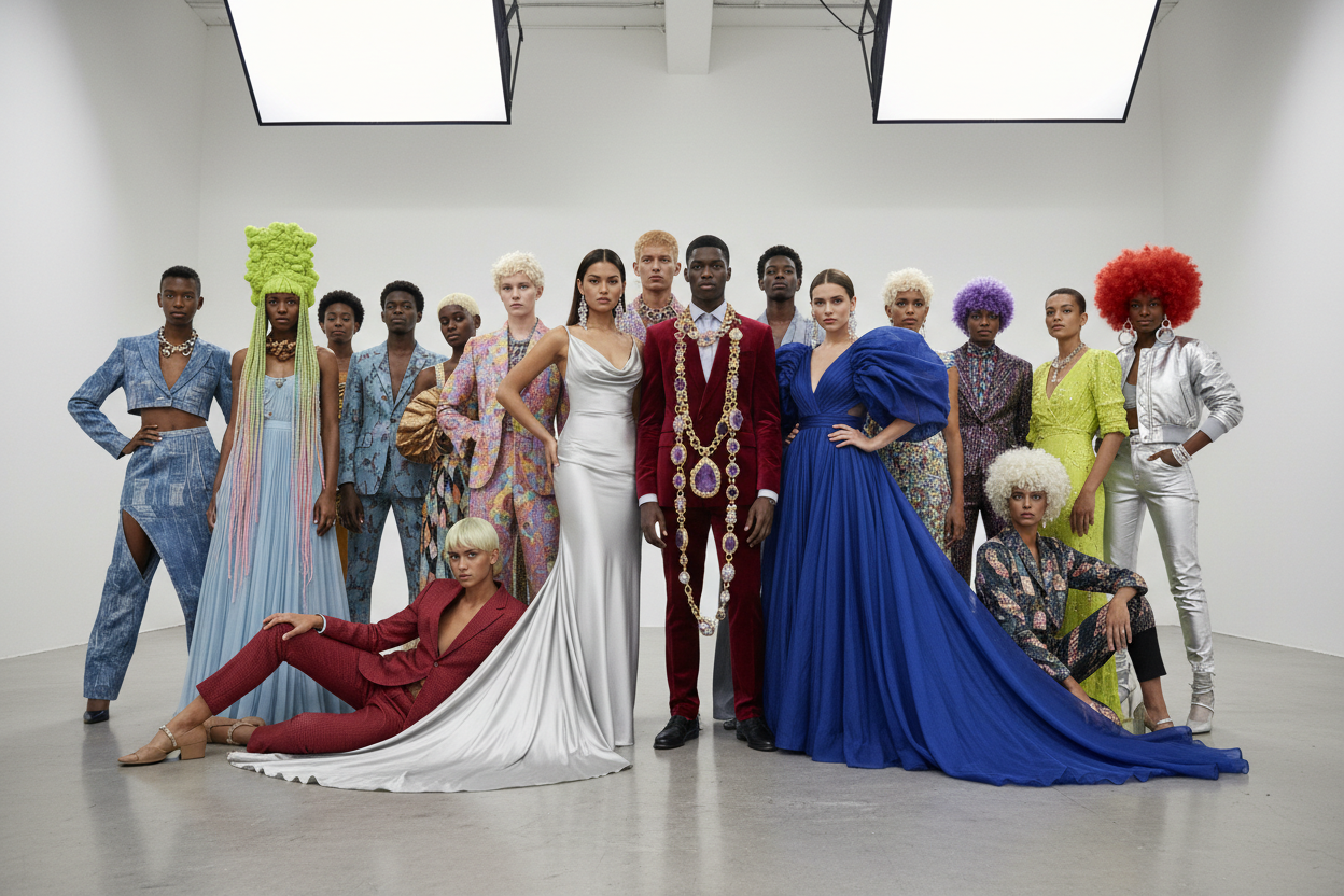 create 424*369 img in which fashion models like jewelry clothing wigs all type of models should be