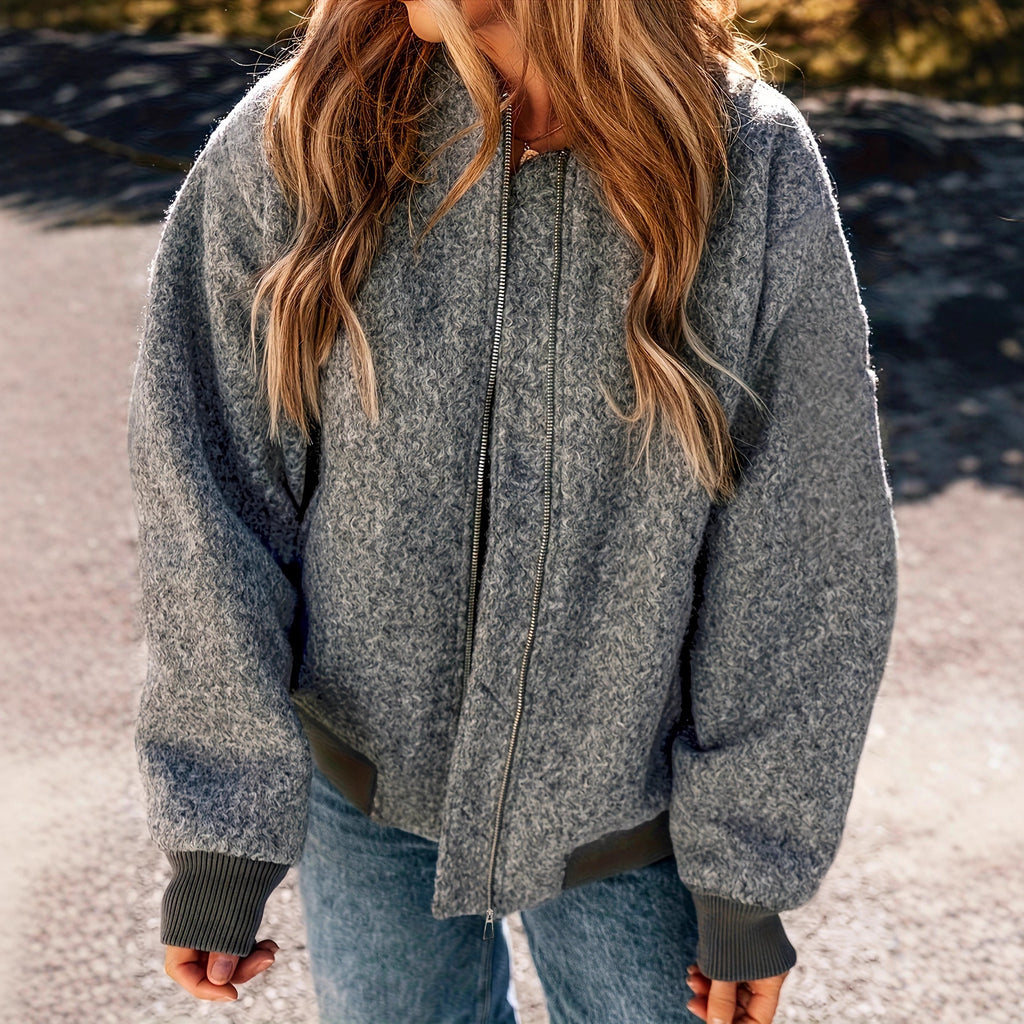 New Autumn And Winter Zipper Jacket Loose-fitting Short Coat