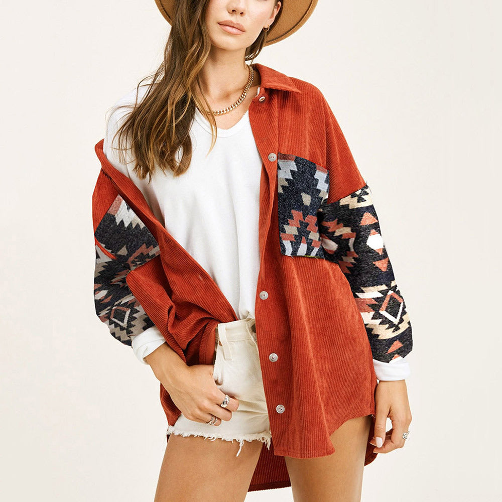 Fall Winter Cowboy Coat Female Corduroy