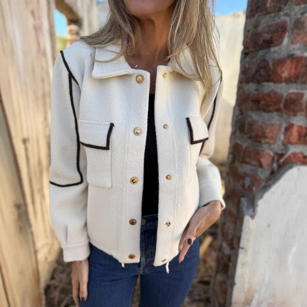 Temperament Commute Woolen Coat Women's Fall And Winter Lapels Fastener Decoration Short Jacket